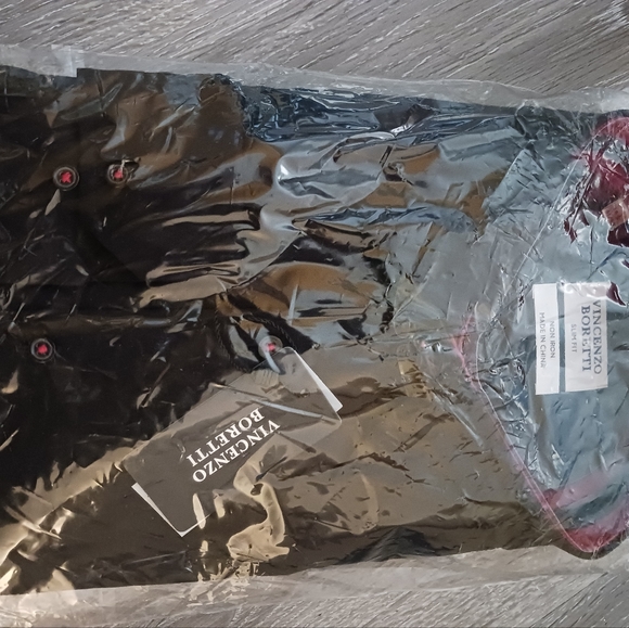 Final $6 3/$15 Mens Vincenzo Boretti Long Sleeve Shirt Sz. 16.5 Black / Red Trim - Picture 3 of 5